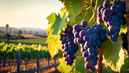 Grapes on Vine in Vineyard 