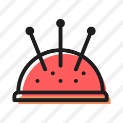 Color of tailor's thread laying surface icon pack