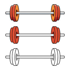 Set weightlifting barbell design element vector illustration