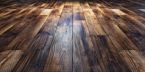 Laminate Floor on Black Background. 3D Illustration of Wooden Interior Design with Copy Space. Perfect for Home Construction and Parquet Projects