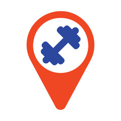 Obraz premium Gym pin map vector icon. Map pointer. Map markers