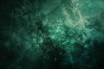 Vintage Emerald Green Abstract: Moody Texture with Dark Strokes and Worn Canvas.