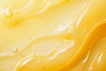 Golden Glow: Yellow Liquid Serum Background with Luxurious Texture.