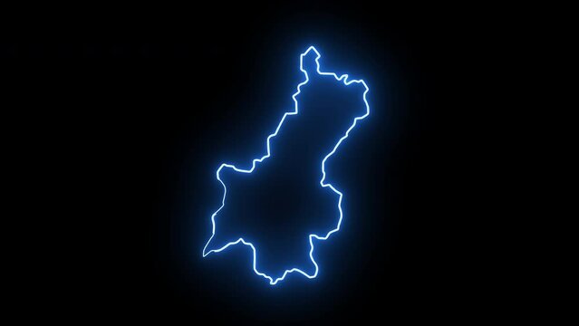Janakpur map in nepal with glowing neon effect