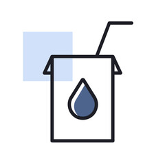 Milk box with straw vector icon