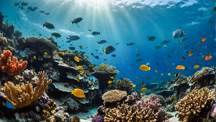 Beautiful Underwater Coral Reef  - obrazy, fototapety, plakaty