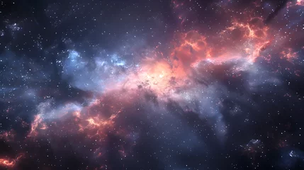 Foto op Plexiglas Stunning HDRI 360° space background featuring a colorful nebula and stars, suitable for use as an immersive environment map for astronomical and fantastic visualizations. © ELmahdi-AI