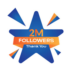 Thank You 2M Followers Template Design. Thank you 2M followers celebration template design vector.