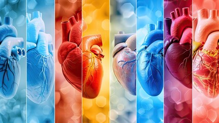 Collage of the key risk factors for heart attacks - obrazy, fototapety, plakaty