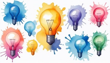 watercolor painting A light bulb icon representing (5)