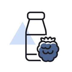 Yoghurt bottle with flavor raspberry vector icon