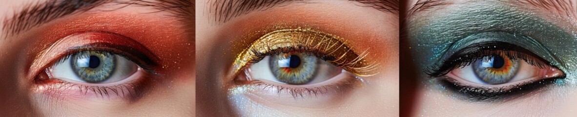 Beauty concept with swathes of various colors of eye shadow