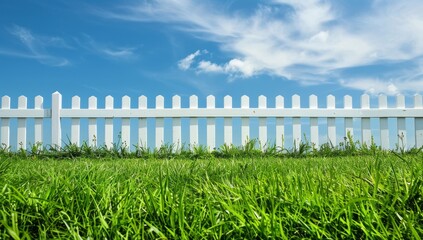 White fence and blue sky