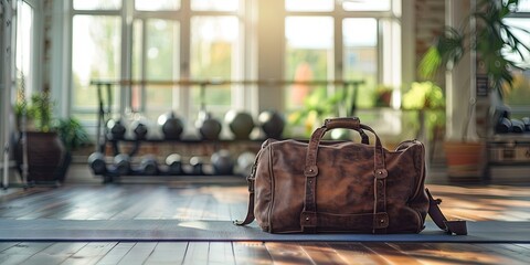 Duffel bag in a yoga studio