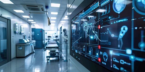 Healthcare automation concept with innovative futuristic technologies being used with artificial intelligence in the hospital equipment