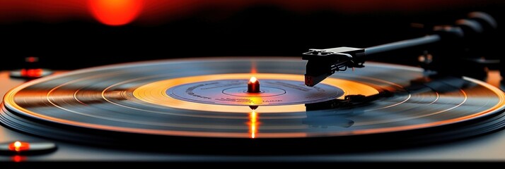 A record player spinning a vinyl record on a turntable