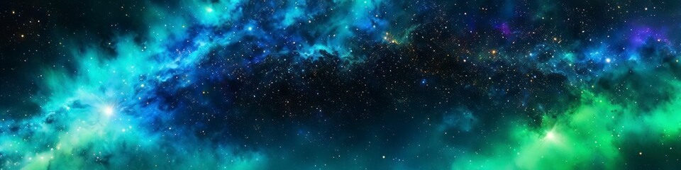 Fototapeta premium Abstract surrealistic banner green space clouds, background for design 