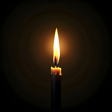 Dark and elegant image of a candle burning in the dark, focused on the brightness of the flame