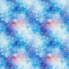 Fototapeta na wymiar Blue and White Background With Snow Flakes
