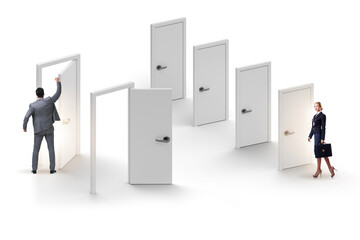 Business people and many doors of opportunities