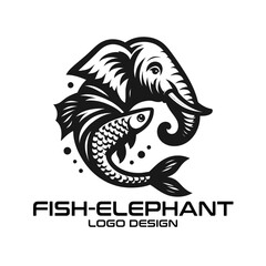 Fish-Elephant Vector Logo Design