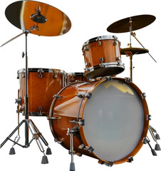 Fototapeta na wymiar Professional drum set with cymbals isolated cut out on transparent background