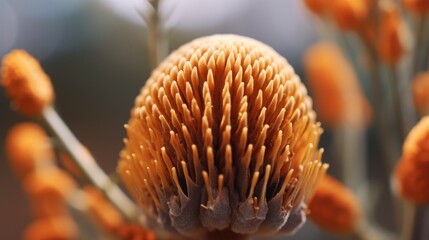 Close up of Banksia Flower/seed head, AI-generated - obrazy, fototapety, plakaty