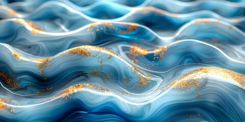 Abstract blue and gold liquid swirls creating a luxurious and exotic background with a creative design. Concept Luxurious Background, Exotic Design, Blue & Gold Swirls, Abstract Art, Creative Pattern