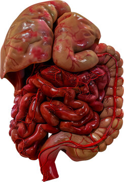 Realistic human spleen gastrointestinal tract model cut out on transparent background