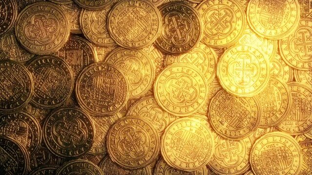 Bright Medieval Gold Coins Pile