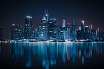 Naklejka premium City lights at night create captivating abstract blurred background