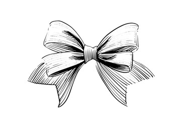 Ribbon bow, doodle bowtie.Doodle gift element vintage vector sketch.