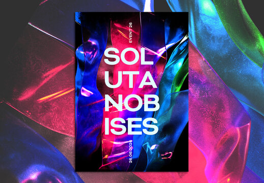 Colorful Poster Design Layout with Abstract Glass Composition