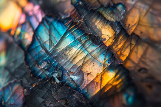 A close up of a rock with a blue and yellow pattern
