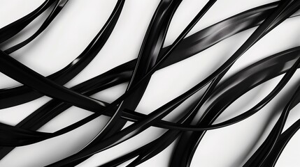 An abstract composition of sleek black lines against a stark white background, reminiscent of minimalist iPhone wallpapers - obrazy, fototapety, plakaty
