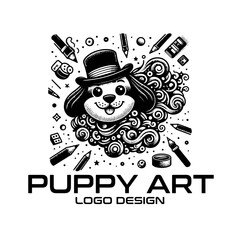 Puppy Art Vector Logo Design