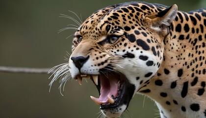 A Jaguar With Its Fur Bristling In Aggression  2