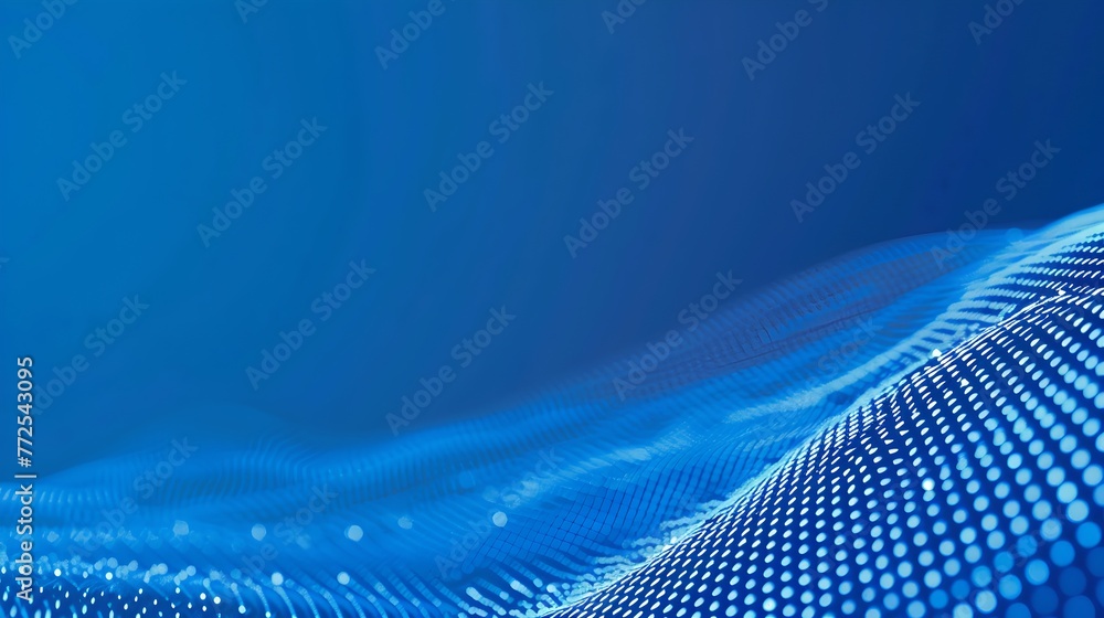 Poster abstract blue digital wave of particles. futuristic background for technology and science concepts. 