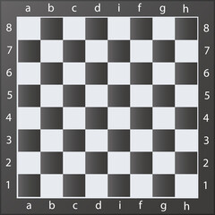 Checkers board. 3d realistic round badge with circle convex lines on surface and shadow to play on checkerboard.