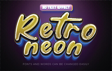 Retro neon 3d editable text effect style
