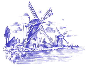 windmill in portugal  - obrazy, fototapety, plakaty