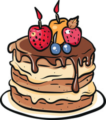 Whimsical Cake Vector Illustration Illustrations for Culinary Content