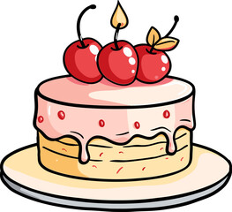Retro Cake Vector Illustration Stickers for Crafting