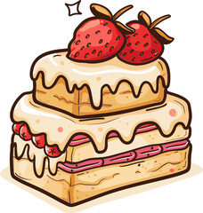 Quirky Cake Vector Illustration Borders for Stationery Design