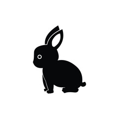 Cute rabbit sitting with a simple silhouette style design