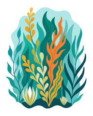 Style and nature: Algae on a white background