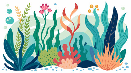 Fototapeta na wymiar Sea Decoration: Seaweed Vector Illustratio 
