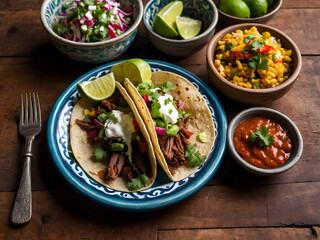 Some Mexican tacos on a table