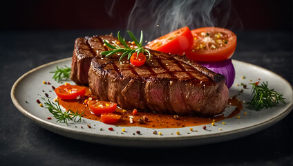 Appetizing grilled beef steak tenderloin