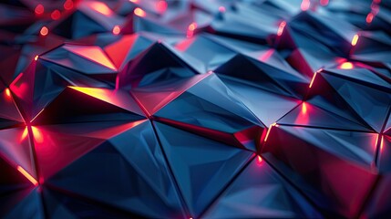 3d render dark blue Neon abstract geometric pattern background